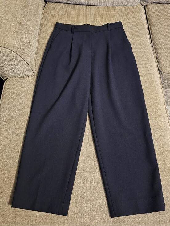 Banana Republic Pants - Banana Republic Navy Blue Double-Weave High-Rise Straight Dress Pants 10 Petite